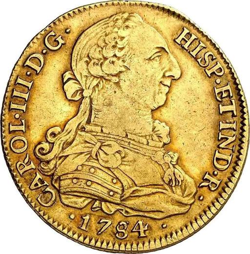 Аверс монеты - 8 эскудо 1784 года S C - цена золотой монеты - Испания, Карл III