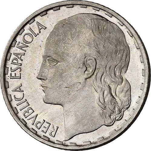 Avers Probe 1 Peseta 1935 Nickel - Münze Wert - Spanien, II Republik