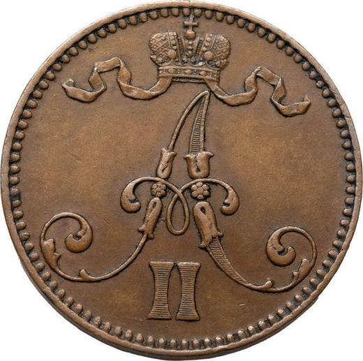 Аверс монеты - 5 пенни 1865 года - цена  монеты - Финляндия, Великое княжество