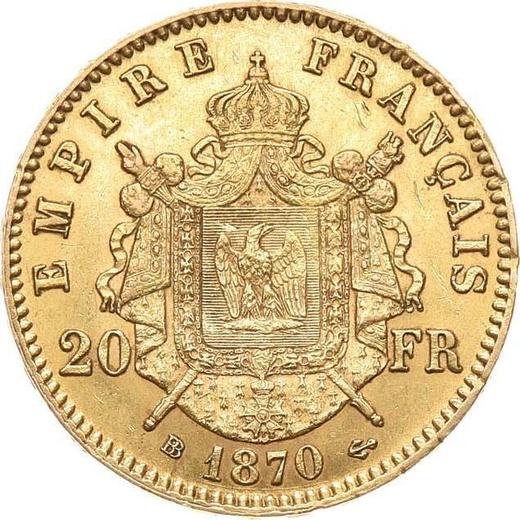 Reverse 20 Francs 1870 BB "Type 1861-1870" Strasbourg - France, Napoleon III