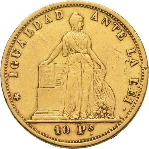 Avers 10 Pesos 1860 So - Münze Wert - Chile, Republik