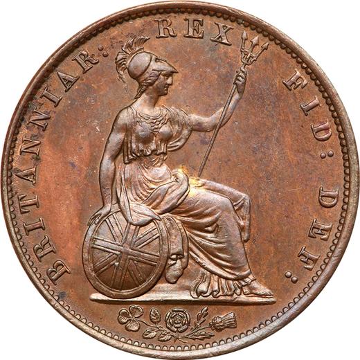 Reverso Medio Penique 1837 WW - valor de la moneda  - Gran Bretaña, Guillermo IV