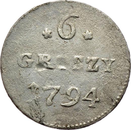 Rewers monety - 6 groszy 1794 "Insurekcja Kościuszkowska" AUGUTUS - cena srebrnej monety - Polska, Stanisław II August