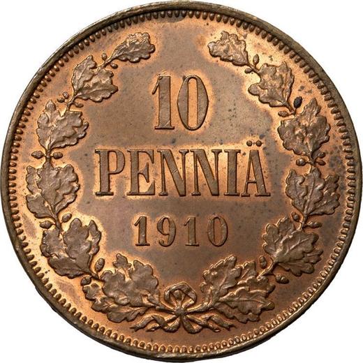 Реверс монеты - 10 пенни 1910 года - цена  монеты - Финляндия, Великое княжество