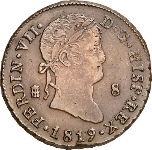 Anverso 8 maravedíes 1819 "Tipo 1815-1833" - valor de la moneda  - España, Fernando VII