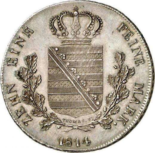 Rewers monety - Próba Talar 1814 - cena srebrnej monety - Saksonia-Albertyna, Fryderyk August I