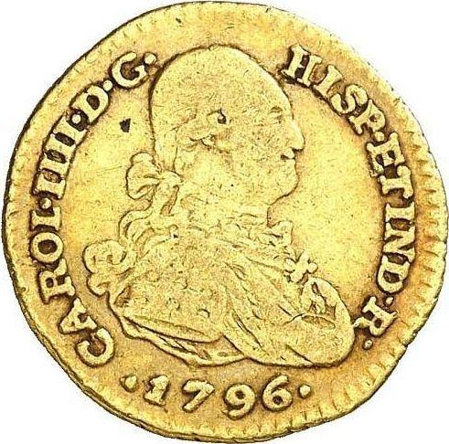 Аверс монеты - 1 эскудо 1796 года NR JJ - цена золотой монеты - Колумбия, Карл IV