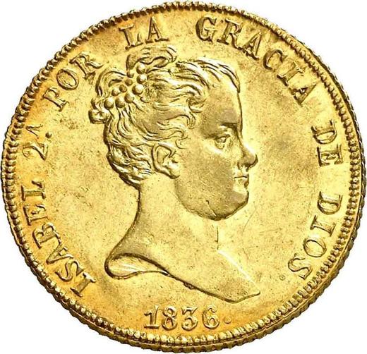 Awers monety - 80 réales 1836 B PS - cena złotej monety - Hiszpania, Izabela II