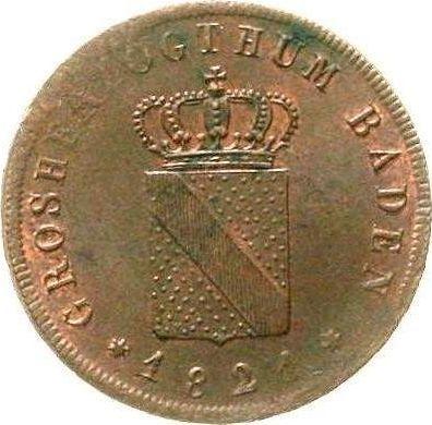Anverso 1 Kreuzer 1821 - valor de la moneda  - Baden, Luis I