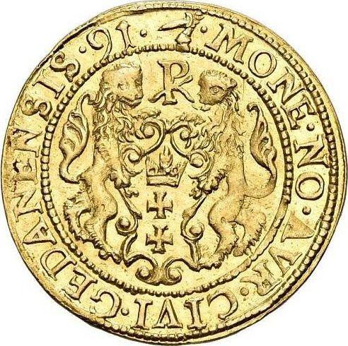 Реверс монеты - Дукат 1591 года "Гданьск" - цена золотой монеты - Польша, Сигизмунд III Ваза