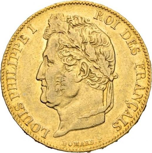 Аверс монеты - 20 франков 1845 года W "Тип 1832-1848" Лилль - цена золотой монеты - Франция, Луи-Филипп I