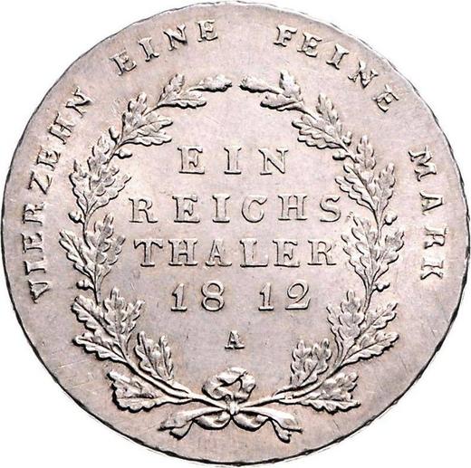 Reverso Tálero 1812 A - valor de la moneda de plata - Prusia, Federico Guillermo III