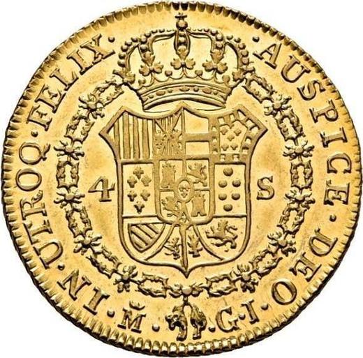 Reverse 4 Escudos 1814 M GJ - Gold Coin Value - Spain, Ferdinand VII