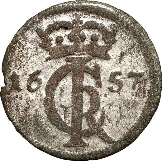 Аверс монеты - Шеляг 1657 года "Гданьск" - цена серебряной монеты - Польша, Ян II Казимир