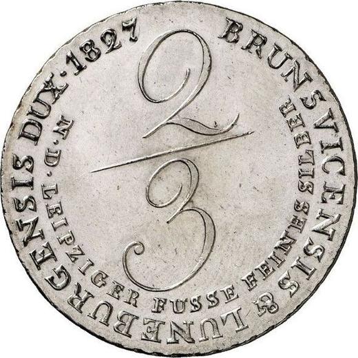 Reverse 2/3 Thaler 1827 C "Type 1822-1829" - Silver Coin Value - Hanover, George IV