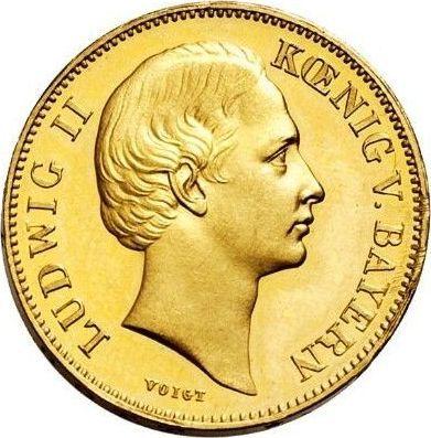 Аверс монеты - 1 крона 1865 года - цена золотой монеты - Бавария, Людвиг II