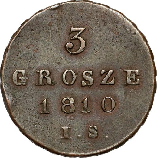 Реверс монеты - 3 гроша 1810 года IS - цена  монеты - Польша, Варшавское герцогство