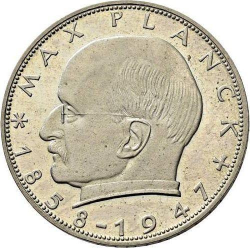 Obverse 2 Mark 1957 "Max Planck" No Mint Mark Pattern -  Coin Value - Germany, FRG