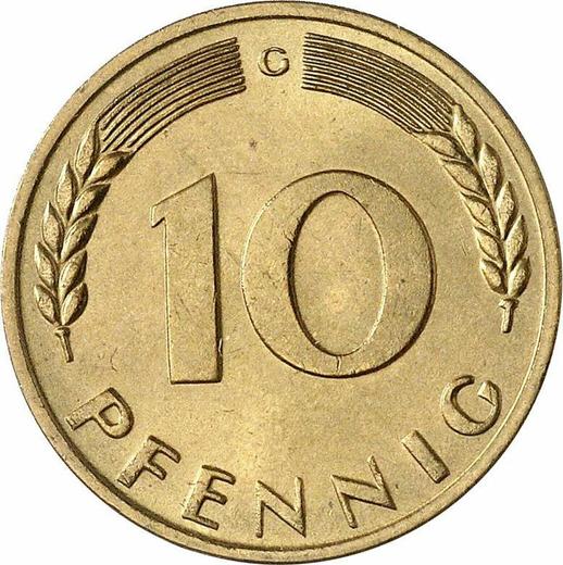 Аверс монеты - 10 пфеннигов 1966 года G - цена  монеты - Германия, ФРГ