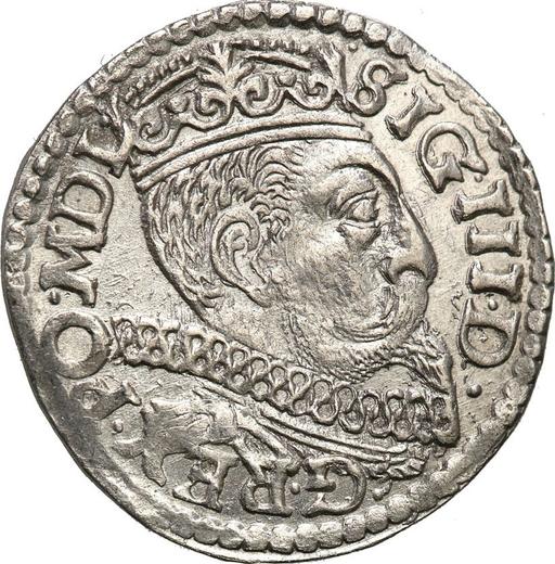 Аверс монеты - Трояк (3 гроша) 1599 года P "Познаньский монетный двор" - цена серебряной монеты - Польша, Сигизмунд III Ваза