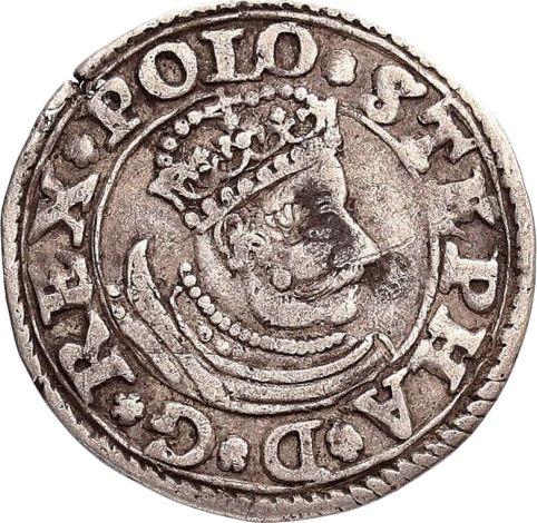 Anverso Trojak (3 groszy) 1580 "Cabeza pequeña" Retrato en el marco - valor de la moneda de plata - Polonia, Esteban I Báthory