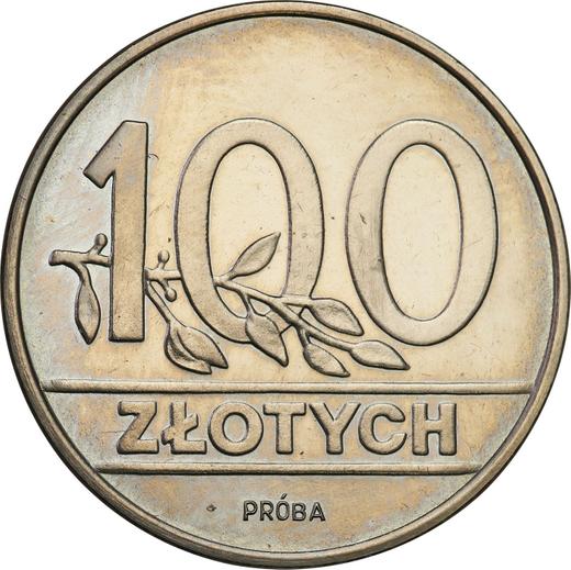Rewers monety - PRÓBA 100 złotych 1990 MW Nikiel - cena  monety - Polska, III RP przed denominacją