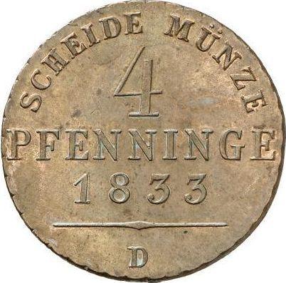 Rewers monety - 4 fenigi 1833 D - cena  monety - Prusy, Fryderyk Wilhelm III