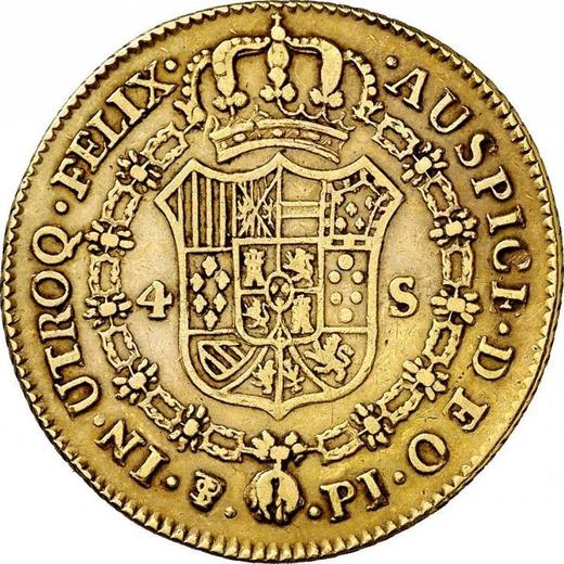 Reverso 4 escudos 1806 PTS PJ - valor de la moneda de oro - Bolivia, Carlos IV