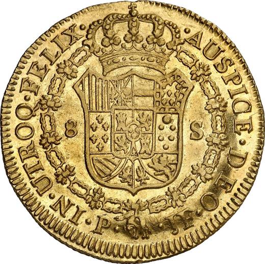 Reverso 8 escudos 1808 P JF - valor de la moneda de oro - Colombia, Fernando VII