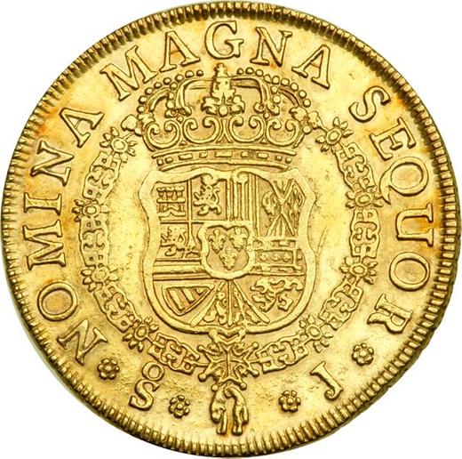 Reverso 8 escudos 1758 So J "Tipo 1758-1759" - valor de la moneda de oro - Chile, Fernando VI