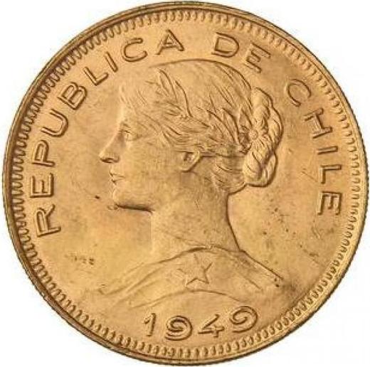Awers monety - 100 peso 1949 So - cena złotej monety - Chile, Republika (Po denominacji)