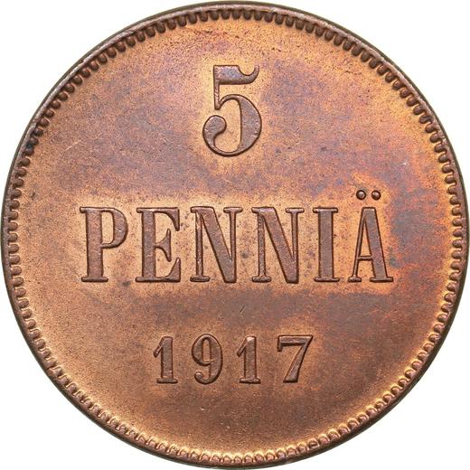 Revers 5 Penniä 1917 "Typ 1896-1917" - Münze Wert - Finnland, Großherzogtum