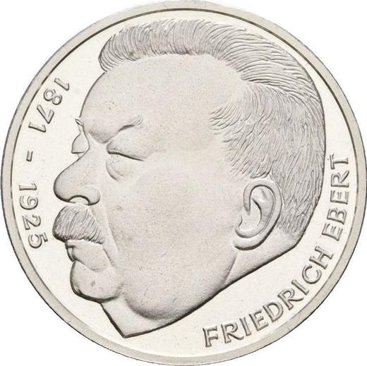Anverso 5 marcos 1975 J "Friedrich Ebert" - valor de la moneda de plata - Alemania, RFA
