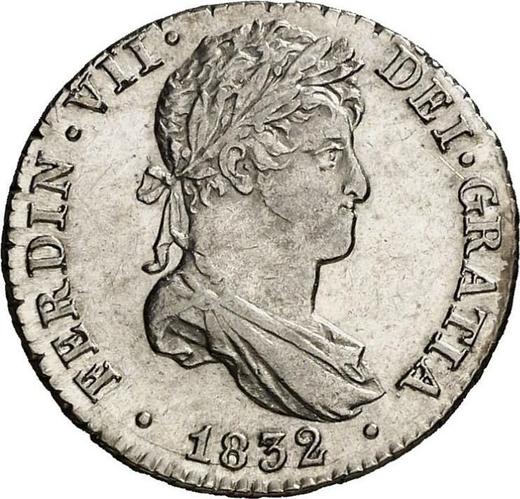 Аверс монеты - 1 реал 1832 года S JB - цена серебряной монеты - Испания, Фердинанд VII