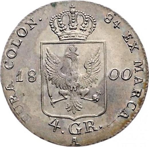 Rewers monety - 4 groszy 1800 A "Śląsk" - cena srebrnej monety - Prusy, Fryderyk Wilhelm III