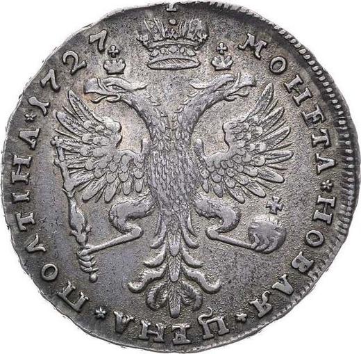 Reverso Poltina (1/2 rublo) 1727 "Tipo Moscú" - valor de la moneda de plata - Rusia, Pedro II
