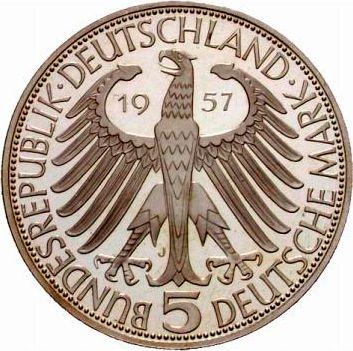 Reverse 5 Mark 1957 J "Eichendorff" - Germany, FRG