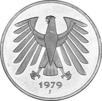 Реверс монеты - 5 марок 1979 года J - цена  монеты - Германия, ФРГ