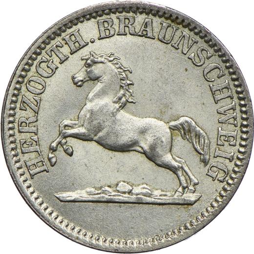 Аверс монеты - Грош 1857 года - цена серебряной монеты - Брауншвейг-Вольфенбюттель, Вильгельм