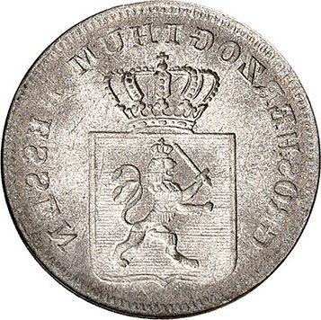 Реверс монеты - 3 крейцера 1843 года Инкузный брак - цена серебряной монеты - Гессен-Дармштадт, Людвиг II