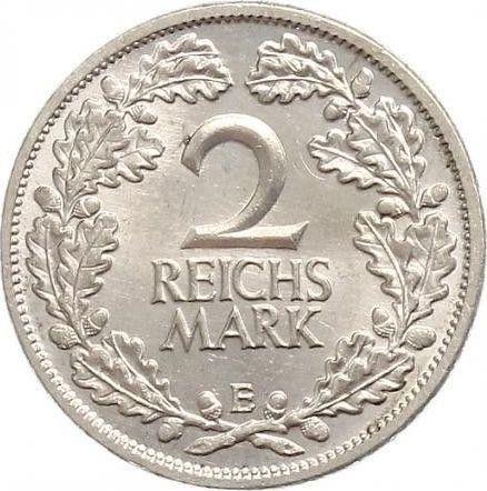 Reverso 2 Reichsmarks 1931 E - valor de la moneda de plata - Alemania, República de Weimar