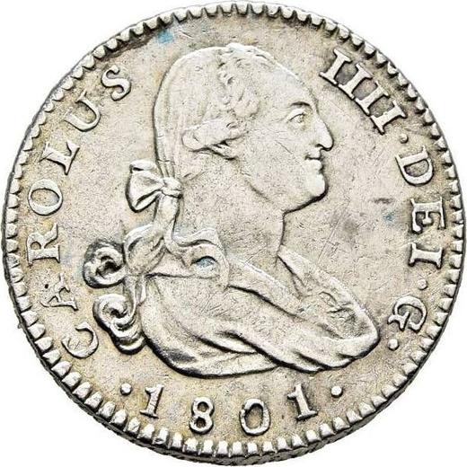 Аверс монеты - 1 реал 1801 года M FA - цена серебряной монеты - Испания, Карл IV
