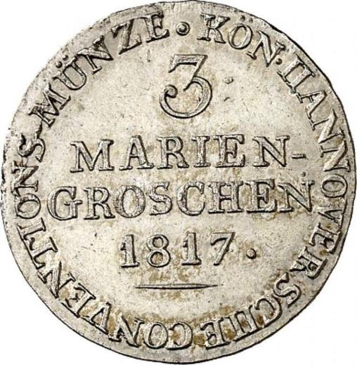 Reverso 3 Mariengroschen 1817 C.H.H. - valor de la moneda de plata - Hannover, Jorge III