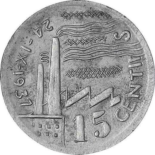 Реверс монеты - 15 сентимо 1937 года "Олот" - цена  монеты - Испания, II Республика