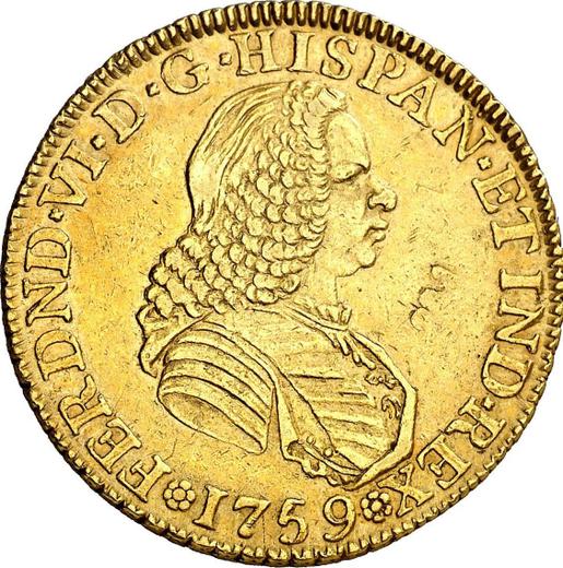 Anverso 4 escudos 1759 NR J - valor de la moneda de oro - Colombia, Fernando VI