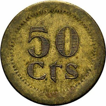 Obverse 50 Céntimos no date (1936-1939) "La Puebla de Cazalla" One-sided strike -  Coin Value - Spain, II Republic