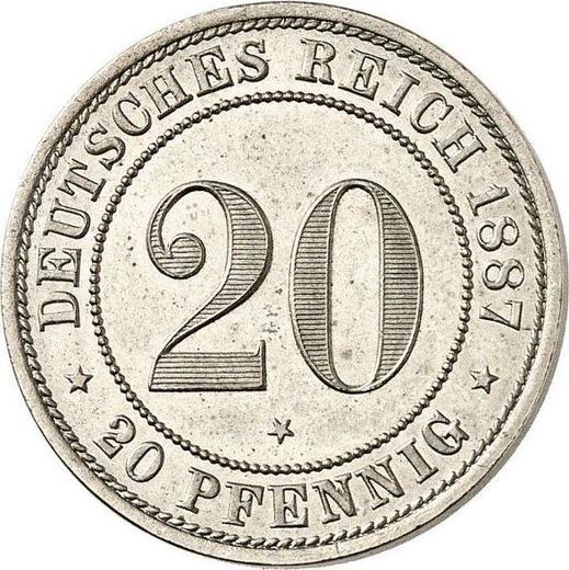 Аверс монеты - 20 пфеннигов 1887 года E "Тип 1887-1888" Звезда под номиналом - цена  монеты - Германия, Германская Империя