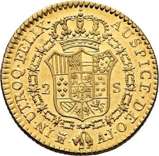 Реверс монеты - 2 эскудо 1823 года M AJ - цена золотой монеты - Испания, Фердинанд VII