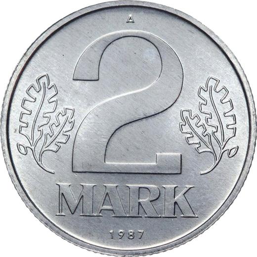 Obverse 2 Mark 1987 A -  Coin Value - Germany, GDR
