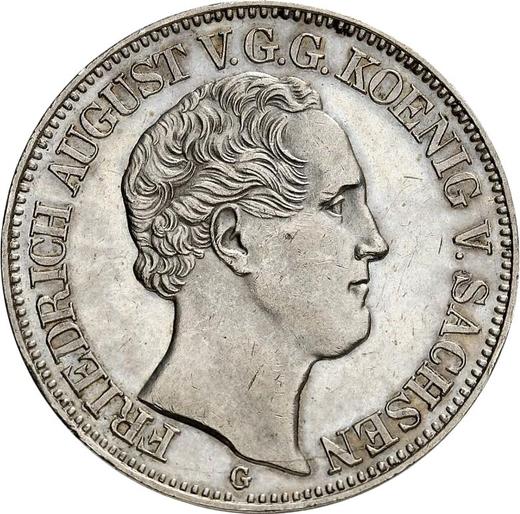 Аверс монеты - Талер 1843 года G "Горный" - цена серебряной монеты - Саксония-Альбертина, Фридрих Август II